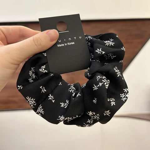 korea fashion Leopard print oversized scrunchie for women elastic big hair tie girls black hair rubber bands Retro hair rope