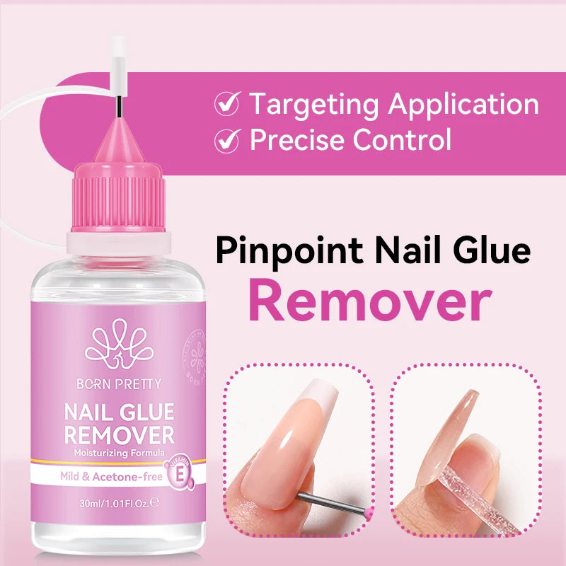 BORN PRETTY 30ml Pinpoint Nail Glue Remover Gel Polish For Press On Nail Quick Dry Gentle Easy To Soften Nail Tips Remover Tool