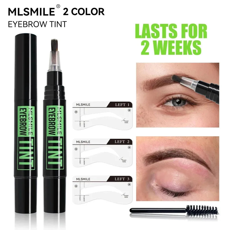 Rotating Liquid Eyebrow Dye Tint Brush Pencil Long Lasting Coloring Eyebrow Tattoo Waterproof Makeup Eyebrow Cream Stencil Kit