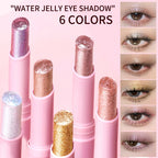 Water-Gel Eyeshadow Stick Is a Single-Swipe Makeup Highlighter Eyeshadow Stick with a Pearlescent Shimmer in Various Colors. Glowing Highlighter Eyeshadow Stick Is a Stick That Can Be Used on Both Eyebrows. The Waterproof Eff