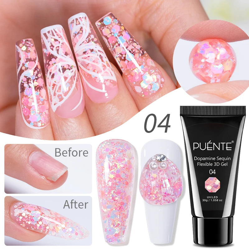 PUENTE 7.5ML Blue Laser Cat Magnetic Gel Nail Polish Sparkling Holographic Rainbow Cat Eye Gel Soak Off UV/LED Nail Art Varnish