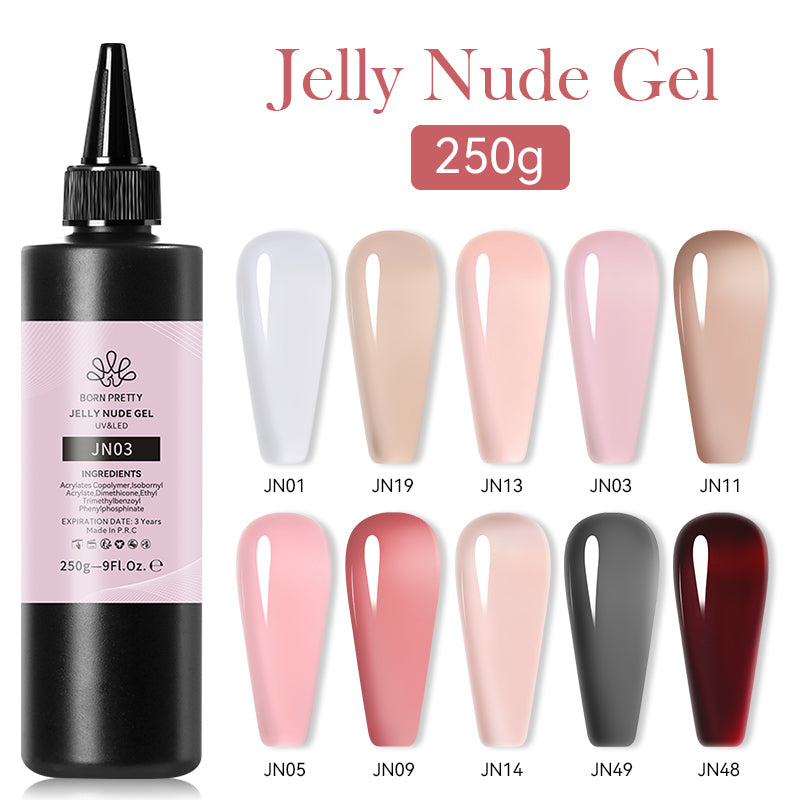 BORN PRETTY 250g Light Pink Jelly Gel Nail Polish Nude Milky White Peach Translucent Color UV LED Soak Off Nail Salon Varnish