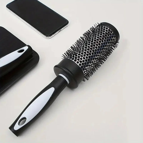 Round Curling Roller Comb Hair Styling Nylon Brush Thermal Aluminum Tube Barrel Hair Comb for Woman Man Hair Blowing and Drying