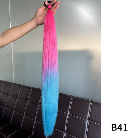 Synthetic Purple Ponytail Extension with Rubber Band Long Straight DIY Braided Pony Tail Hairpiece Women Hair Accessories