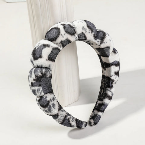 1 Pcs Spa Headband for Washing Face,No-slip Leopard Sponge Makeup Skincare Hair Band for Women Girl Puffy Padded Headwear