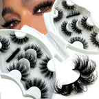 HBZGTLAD 5/8 Pairs of Natural Russian Striped Mink Lashes 3D False Lashes Volume Wavy False Lashes Eyelash Extensions Makeup