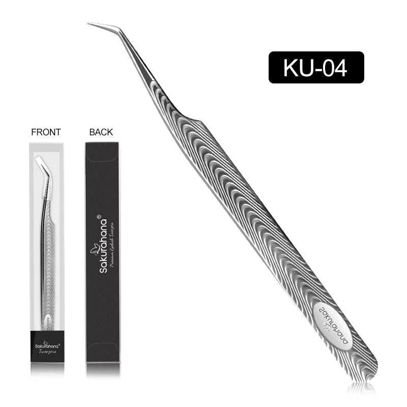 SAKURAHANA Anti-Static Eyelash Tweezers Professional High Precision Volume Extension Stainless Steel Anti-slip Makeup Tool