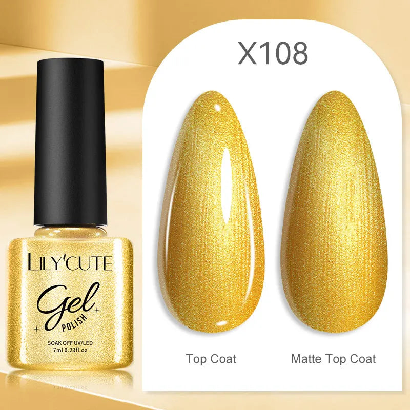 LILYCUTE  5ml Gold Sliver Metallic Liner Gel Nail Polish French Style Super Bright Mirror Pull Line Graffiti Painting Stripe Gel