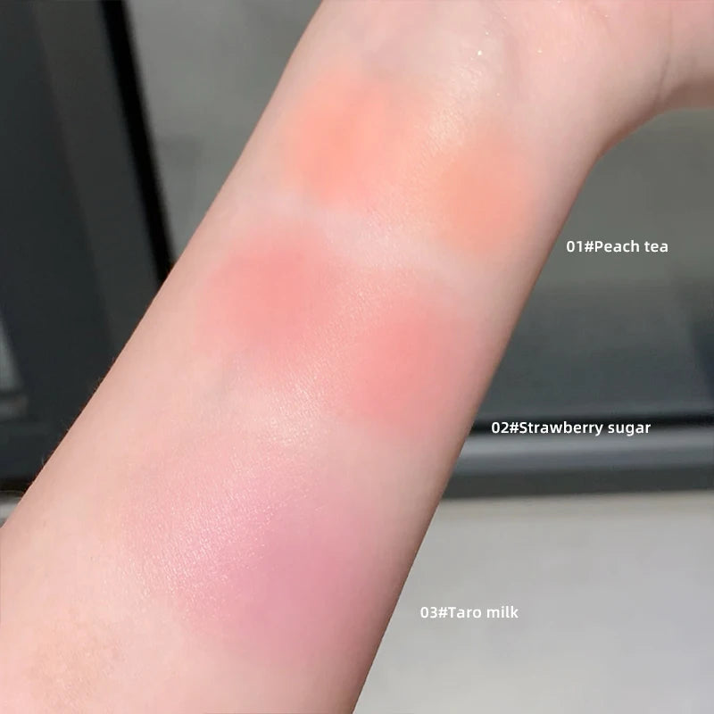 Gege Bear 3 Colors Matte Cream-Textured Cushion Blush with Puff,  Powder-free, Smooth Application, Create  Flawless Daily Makeup