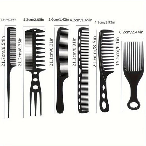 6pcs New Styling Hairdressing Men Women Beauty Salon Hair Hairdressing Black Brush Combs Hairbrush