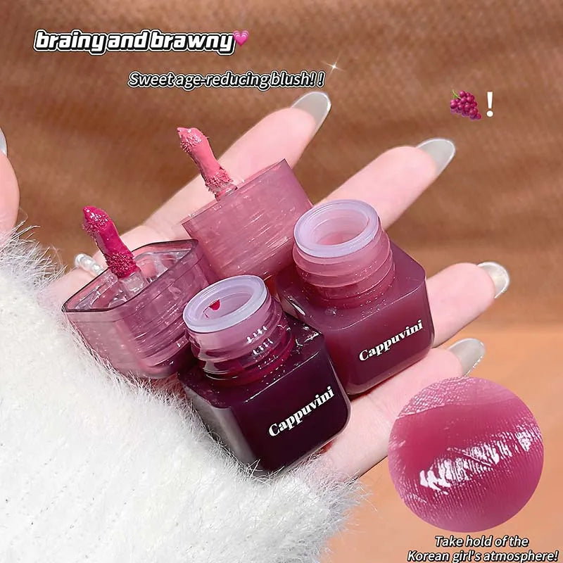 Cappuvini Mini Moisturizing Liquid Blush Energetic Pink Cheek Rouge Korean Style Blusher Long-Lasting Easy to Apply