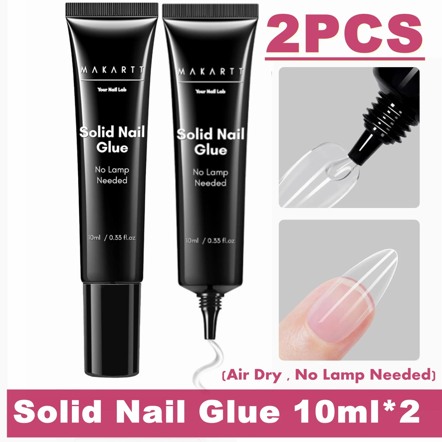 Makartt Solid Nail Glue for Press on Nails, Nail Glue Remover for UV Nail Glue, Non acetone Gentle Glue Off for False Nails Glue