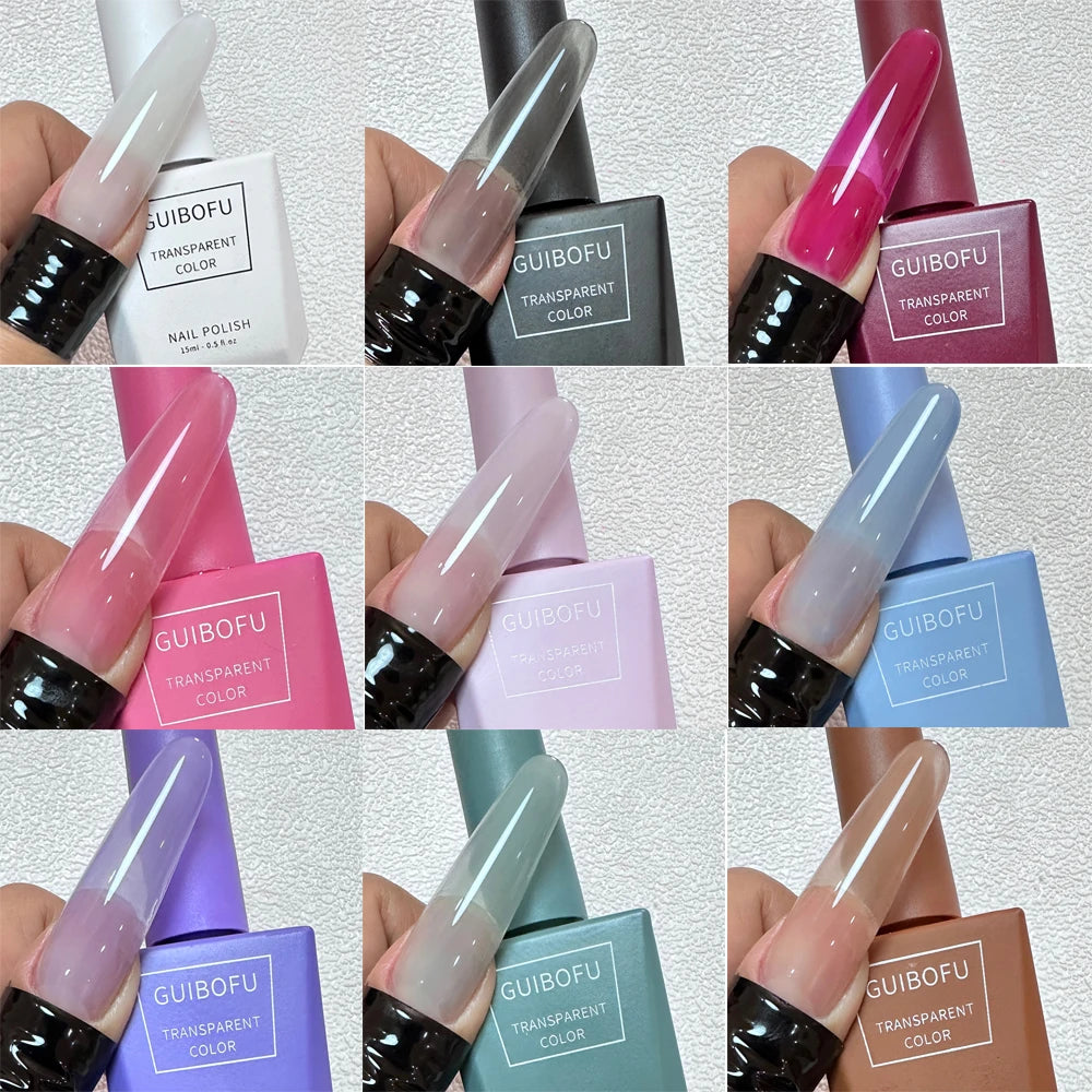 1pc 15ml Milky Jelly Nude Gel Nail Polish Transparent Colors Sheer White Pink Gel Nail Kit For Salon 68 Color