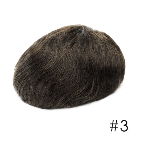 Invisible Knot Natural Hairline Men Toupee Thin Skin Male Wig Remy Human Hair 0.06mm 0.1mm Men's Capillary Prosthesis System