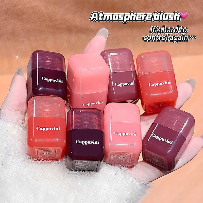 Cappuvini Mini Moisturizing Liquid Blush Energetic Pink Cheek Rouge Korean Style Blusher Long-Lasting Easy to Apply