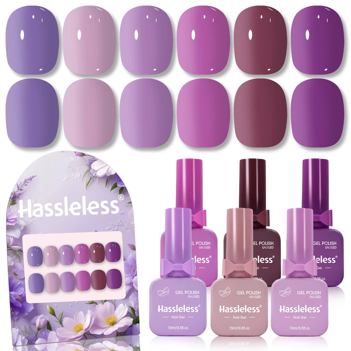 6-piece nail polish set, 15ml/bottle, suitable for all seasons, semi-permanent, easy to apply, DIY nail art designs, colorful na