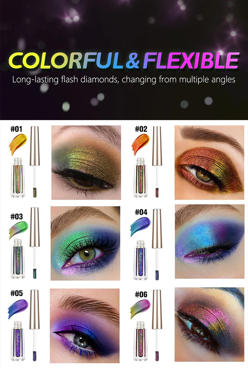 Chameleon EyeshadowsDiamond Glitter Liquid Eyeshadow StickHighly Pigmented Metallic Shimmering Long Lasting Shine All Makeup