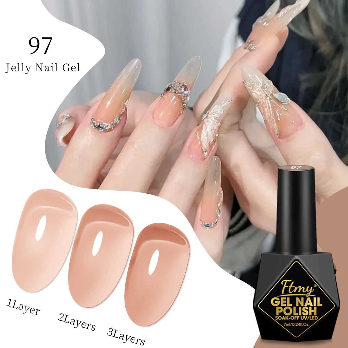 FTMY 7ML Jelly Gel Nail Polish Candy Color Gel Polish Long Lasting Nail Gel For Nail Salon - Multicolor Optional