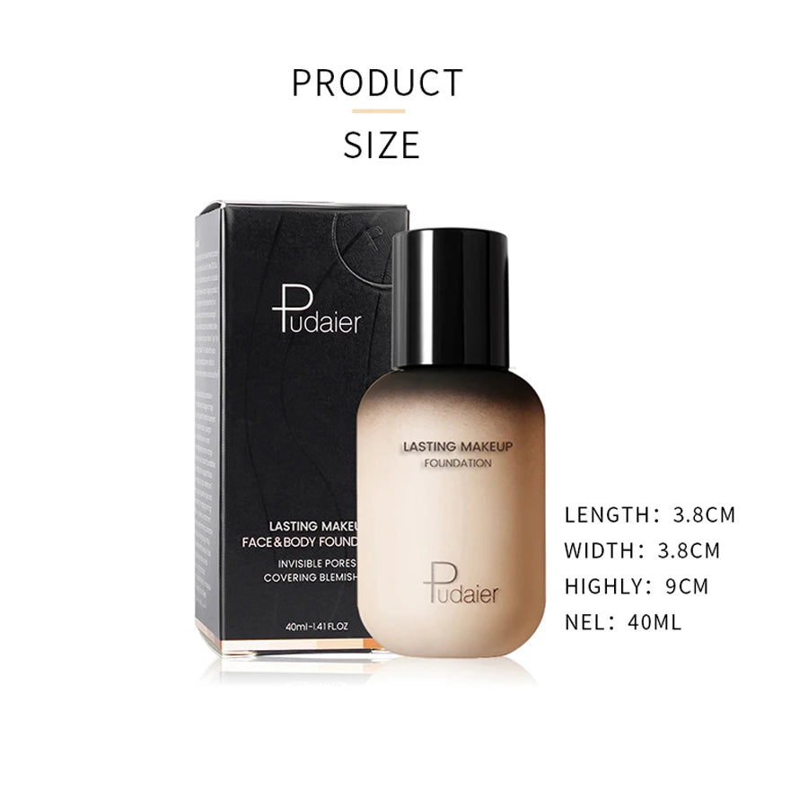40ML Face Liquid Foundation Full Concealer Makeup Waterproof Base Brighten Whitening Cover Dark Circle Matte Foundation Cosmetic