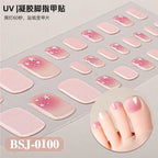 26Tips French Leopard Print UV Gel Toenail Sticker Bronzing Dye Gradient Cross-border Semi Baked Gel Nail Sticker UV Lamp Needed
