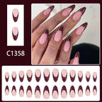 Sweet French Tip Press On Nails Medium Almond Shape Glossy Red White Polka Dot Fake Nails 24pcs