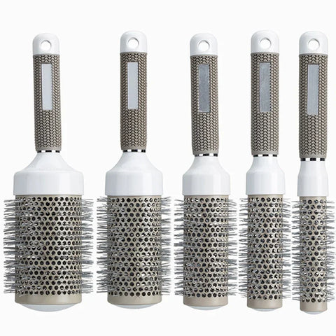 5 Size Ceramic Ion Hair Brush Nano Hairbrush Thermal Ceramic Ion Round Comb Hairdressing Hair Salon Styling Drying Curling