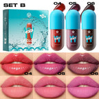 Mini Velvet Matte Lip Gloss Set, 3pc/4pcs Non-Fading, Non-Stick Cup, Long-Lasting Fruit Scented Lip Tint, Smooth and Lightweight