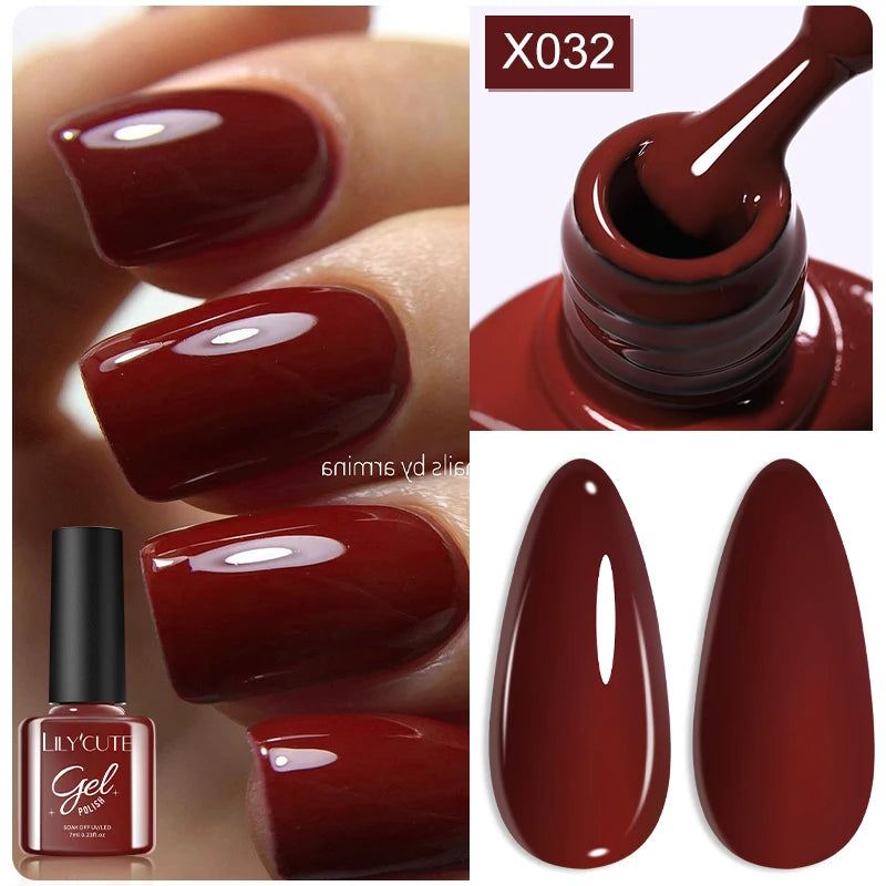 LILYCUTE Nude Crystal Rubber Base Gel Nail Polish Natural Color Semi Permanent UV Gel Soak Off Self Leveling Nail Gel Varnishes