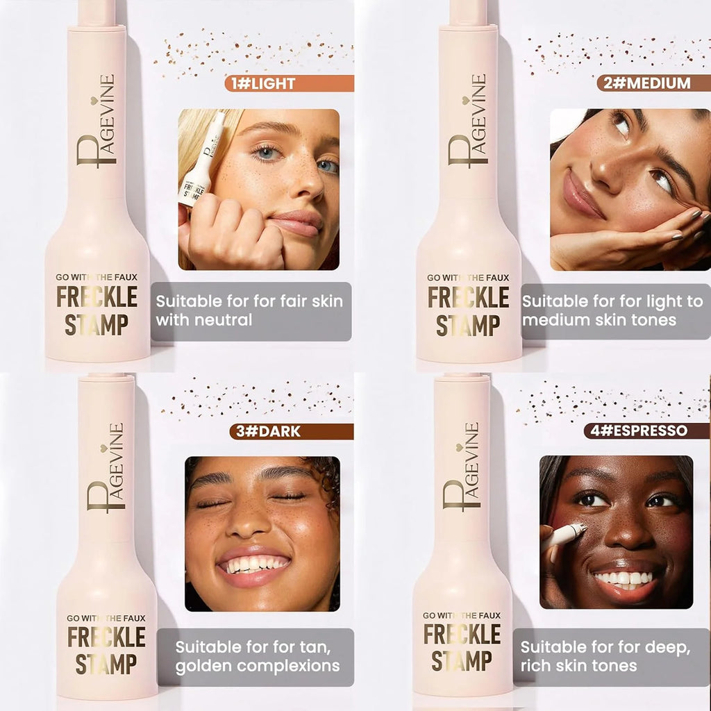 Fake Freckle Pen, Natural and Realistic Freckle Makeup for Sun-Kissed Face, Waterproof,Long-Lasting, Quick-Drying, 5-Point Stamp