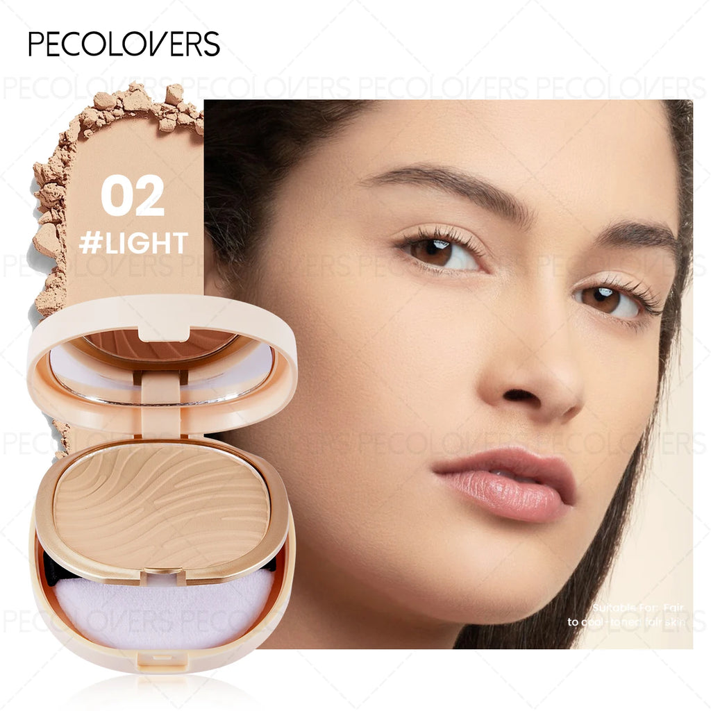 1PC Pressed Powder Foundation, Waterproof, Matte Finish, Full Coverage, Non-Sticky, for All Skin Types, Light to Medium Tone