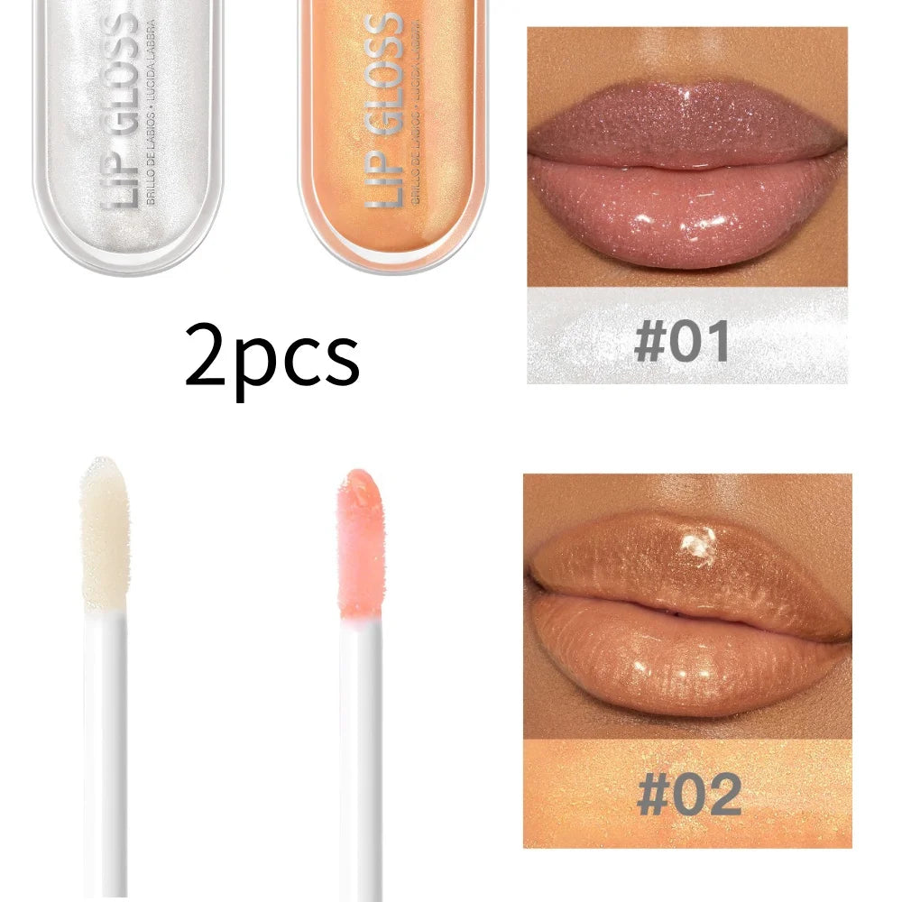 USHAS 12 colors mirror fine flash liquid lipstick pearlescent color waterproof sweatproof non-stick cup lip gloss