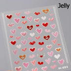 5D Gradient Love Gem Glitter Love Heart Colorful Cat's Eye Rhinestone Soft Self Adhesive Nail Art Stickers Shiny Manicure Decals