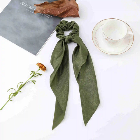 2023 Fashion Print Chiffon Long Ribbon Scrunchies Women Girls Ponytail Scarf Elastic Hair Bands Ties Hair Accessories Wholesale