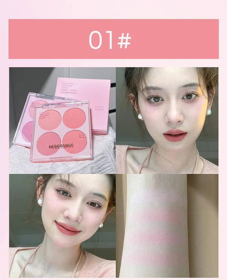 4 Colors Blush Powder Face Makeup Set Mixed Sweet Warm Colors Matte Cheek Powder Facial Beauty Cosmetic Makeup Blush