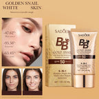 SADOER Gold Snail Sunscreen BB Cream Foundation Concealer Moisturizing Isolation Cream SPF50+PA+++ 40g Facial Moisturizer
