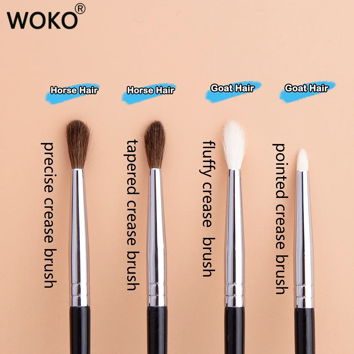 Small Crease Brush Mini Pointed Eyeshadow Blending Makeup Brush Fluffy Goat Hair / Horse Hair Precise Tapered Crease Makeup Tool