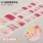 26Tips French Leopard Print UV Gel Toenail Sticker Bronzing Dye Gradient Cross-border Semi Baked Gel Nail Sticker UV Lamp Needed