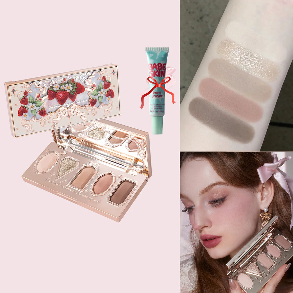 Flower Knows Swan Ballet 6 Color Eyeshadow Palette Matte Shimmer Pearl Glitter Waterproof Highly Pigmented Long Lasting Makeup