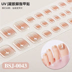 26Tips French Leopard Print UV Gel Toenail Sticker Bronzing Dye Gradient Cross-border Semi Baked Gel Nail Sticker UV Lamp Needed