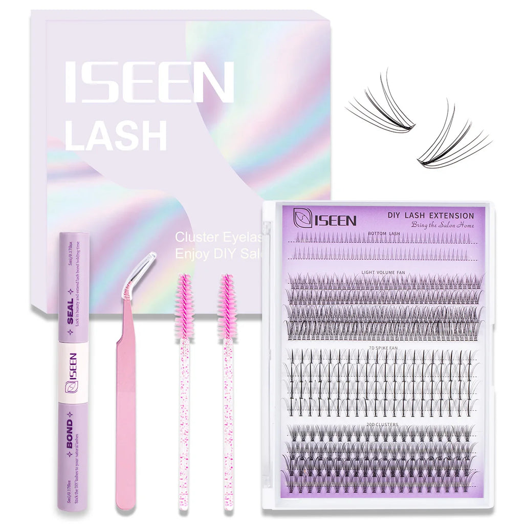 Lashes Clusters Kit Gift with Bond&Seal Mixed Styles Faux Mink Individual Lash Wholesale DIY Individual Fake Eyelashes Box