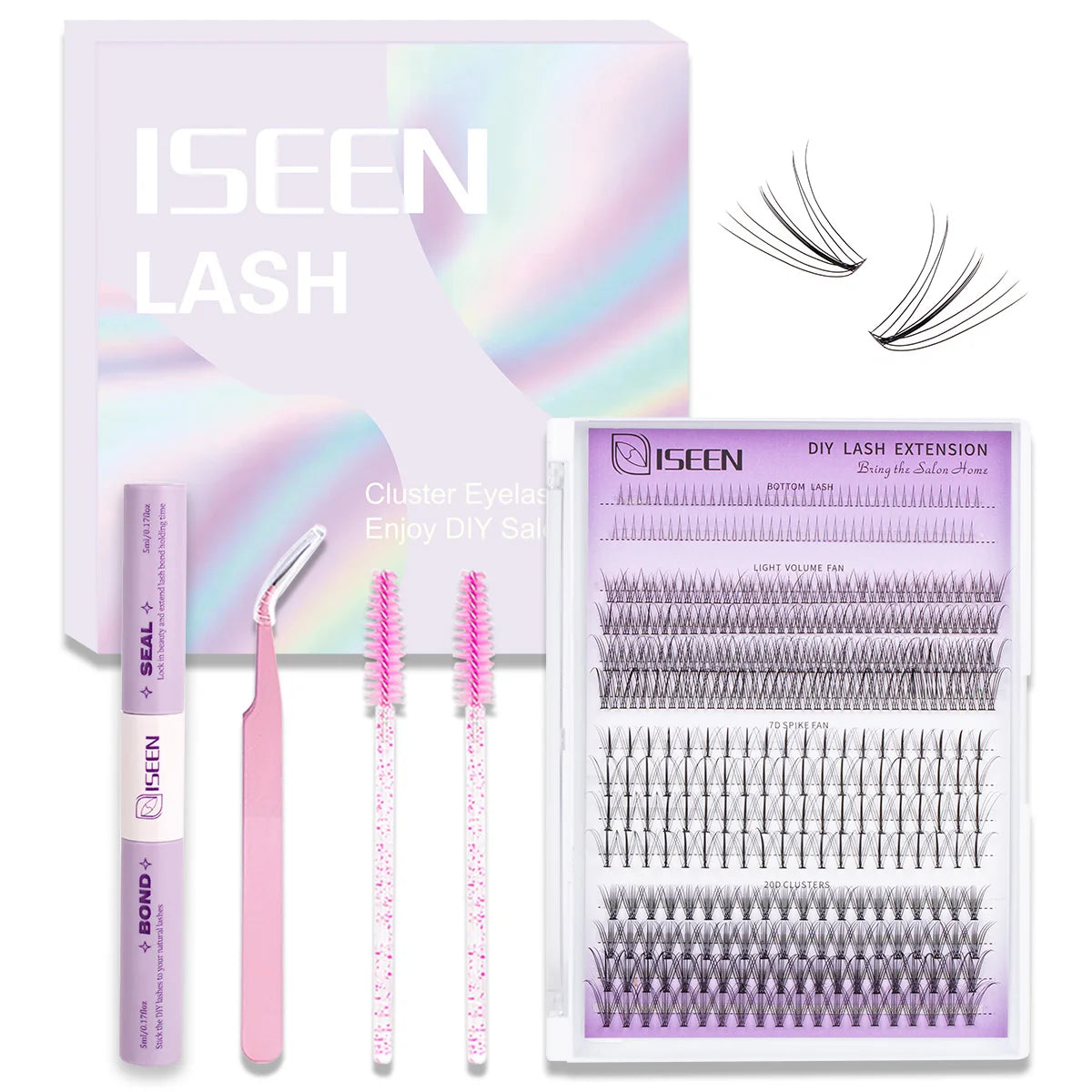 Lashes Clusters Kit Gift with Bond&Seal Mixed Styles Faux Mink Individual Lash Wholesale DIY Individual Fake Eyelashes Box