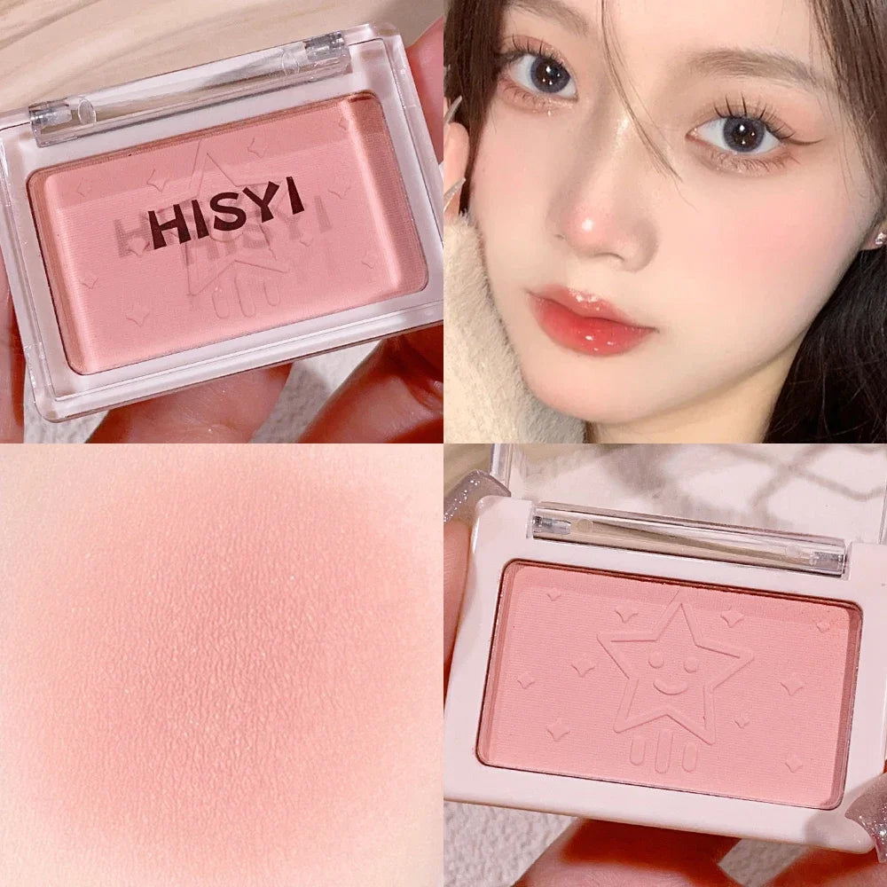 HISYI Peach Powder monochrome blush long-term durability Peach orange soft mist matte natural blush six colors available