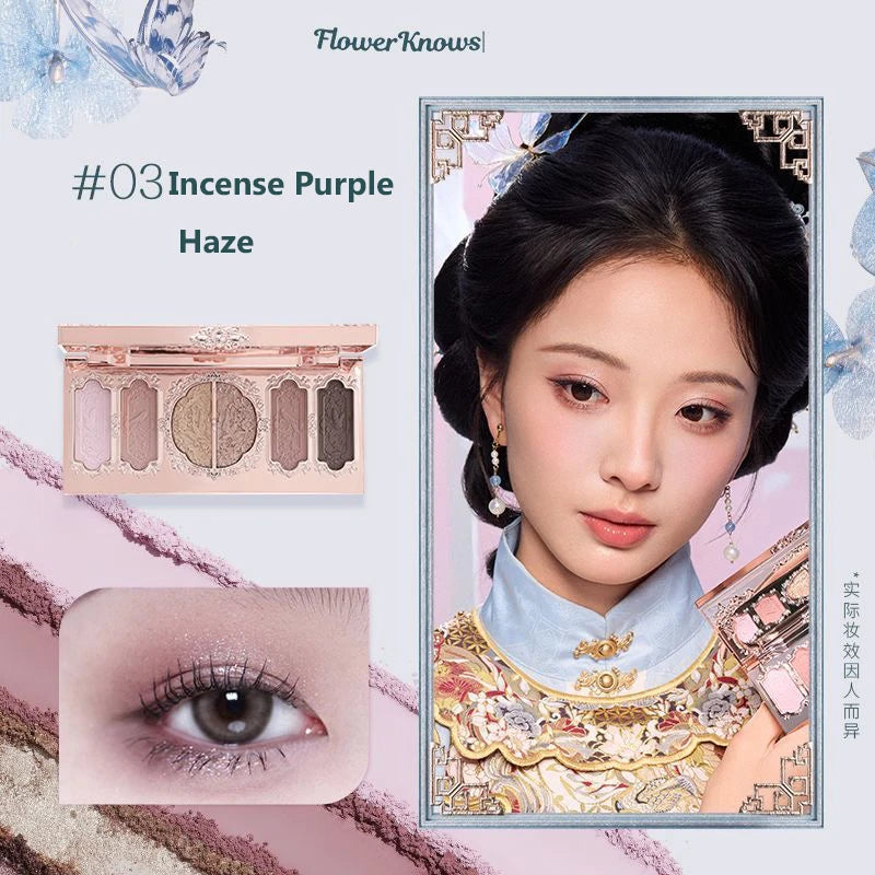 Flower Knows Makeup Butterfly Cloud Collar Collection Embossed 6 Color Eyeshadow Palette Long Lasting Waterproof Gliter For Eyes