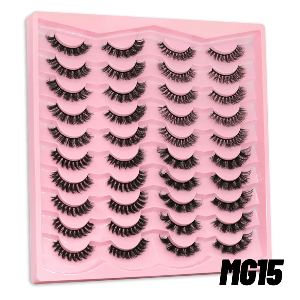 GROINNEYA 5/20 Pairs Russian Strip Lashes DD Curl False Eyelashes Natural Lashes Strips Curl Pack 4 Styles Eyelashes Extensions