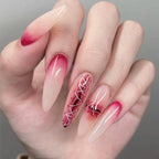 24pcs Sliver Spider Design Fake Nail Halloween Gothic Punk False Nail Tips Wearable European Heavy Metal Almond Press on Nails