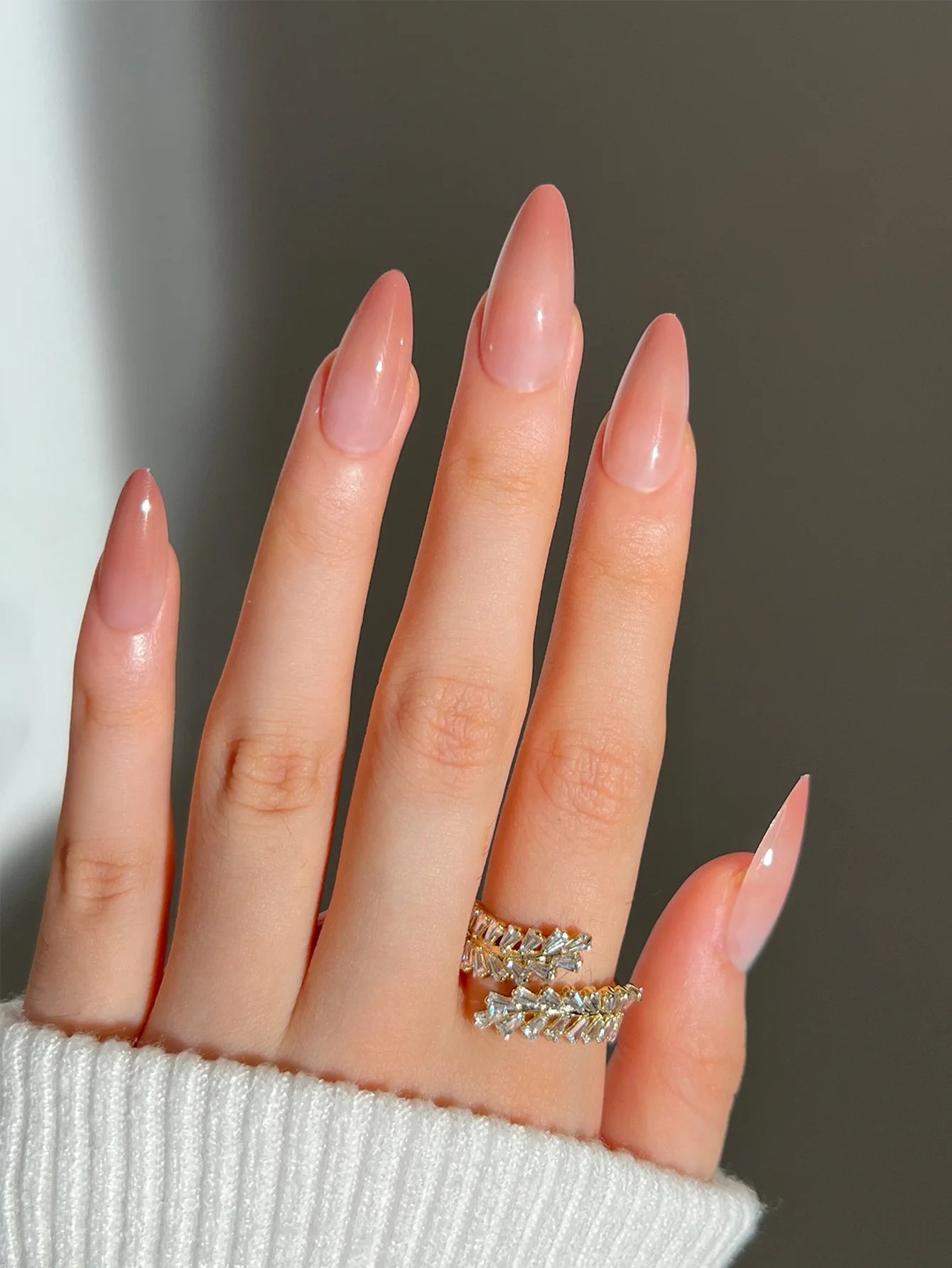 Sweet Gradient Pink Fake Nail Tips Ins Simple Nude Color False Nails Round Head Korean Girl Lady Press on nail Wearable 24pcs