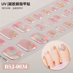 26Tips French Leopard Print UV Gel Toenail Sticker Bronzing Dye Gradient Cross-border Semi Baked Gel Nail Sticker UV Lamp Needed