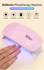 6W Mini Nail Dryer Machine Portable 6 LED UV Manicure Lamp Home Use Nail Lamp For Drying Polish Varnish With USB Cable