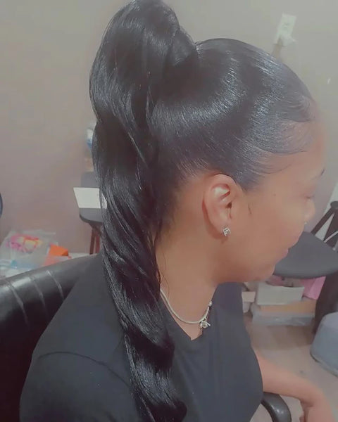 Body Wave Wrap Around Ponytail Human Hair Extensions 100% Real Virgin Raw Human Hair Brazilian Clip In For Women Natural Black