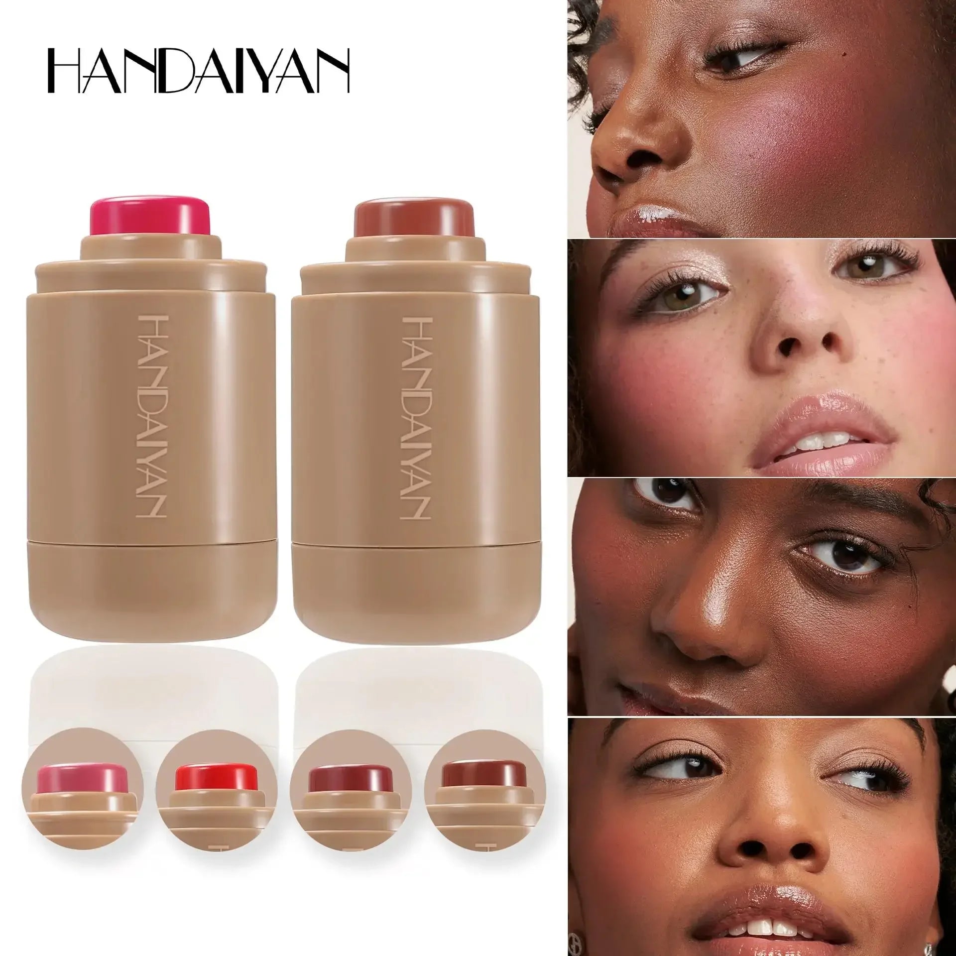 Multifunctional Cream Blush Stick Silky Lip Cheek Blusher Natural Blend Long Lasting Waterproof Portable Makeup Compact Trendy